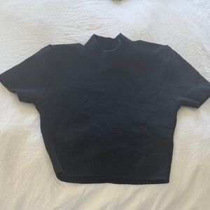 Mock neck cropped Black sweater Top